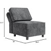 Sectional Sofa Storage Ottoman - Modular Middle Module w/ 11-Angle Adjustable Backrest, 300lb Capacity, Grey Chenille - 3 of 4