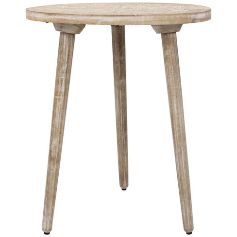 Northlight 22" Brushed White Engraved Floral Round Tri Leg Wooden Side Table - image 1 of 4