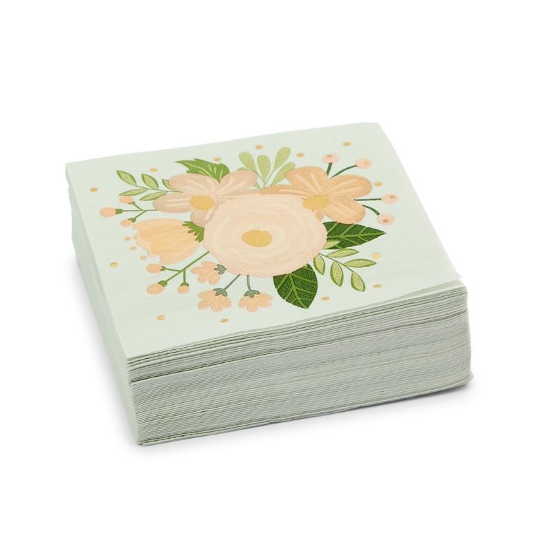 Sparkle and Bash 100 Pack Floral Paper Napkins for Wedding, Bridal Shower (2 Sizes), 4 of 9