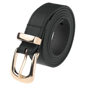 INSPIRE CHIC Women Faux Leather Gold/Silver Buckle Belt 0.9" Waist Belts for Jeans Pants Dresses - 1 of 4