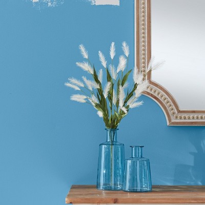 Set of 2 Blue Glass Tapered Bottle Vases