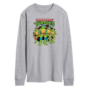 Men's - Teenage Mutant Ninja Turtles - Group Logo Brick Wall Long Sleeve Graphic T-Shirt - 1 of 4
