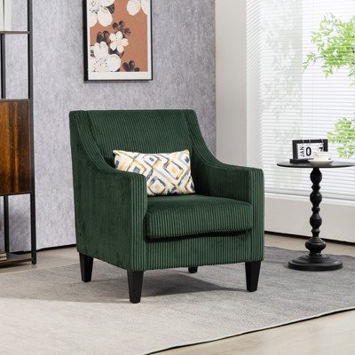 27"W Accent Chair Upholstered Arm Chair Padding Lounge with Pillow and Scooped Arms, Corduroy-ModernLuxe