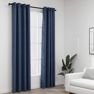 Aghana Digitals Blue 2-Pack Linen-Look Blackout Curtains, 55.1x96.5", 100% Polyester with Grommets - 1 of 4