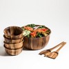 Kalmar Home Solid Acacia Wood  Large Salad Bowl with Servers and 4 Individuals - 2 of 3