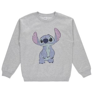 Ladies Lilo and Stitch Sweatshirt - Ladies Classic Lilo and Stitch Rhinestone Crewneck Sweatshirt - 1 of 4