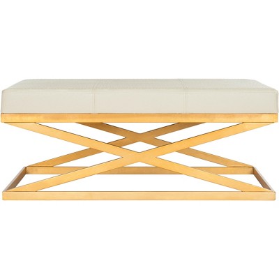 Alexes Faux Ostrich Bench - Cream/Gold - Safavieh