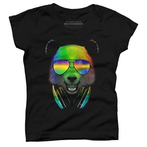 Girl's Design By Humans DJ Panda By clingcling T-Shirt - 1 of 3