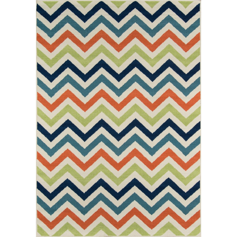 7'10inx10'10in Indoor/Outdoor Chevron Area Rug