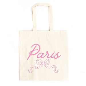 City Creek Prints Paris Coquette Bow Canvas Tote Bag - 15x16 - Natural - 1 of 2