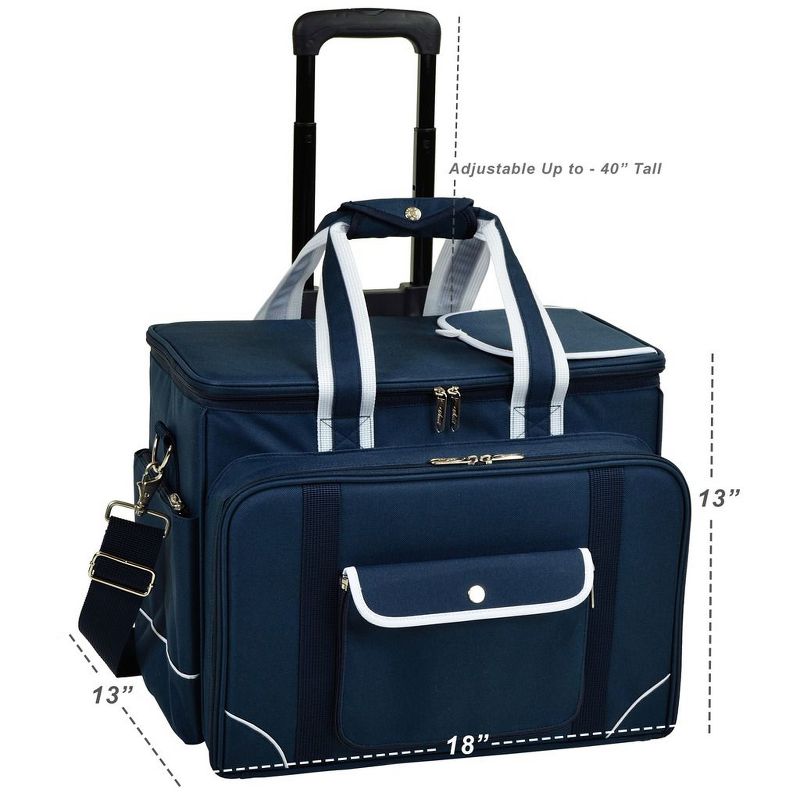 Picnic at Ascot- Ultimate Insulated Picnic Cooler on Wheels with Service for 4 - Navy, 2 of 7