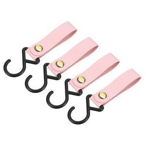 Unique Bargains PU Leather Strap Camping Outdoor Plastic S Shelf Hooks and Hangers 4 Pcs - 1 of 4