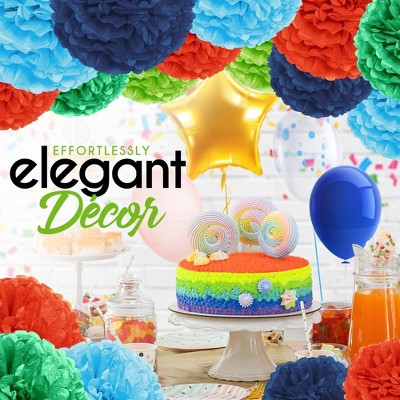 20-Piece Multicolor Tissue Paper Pom Poms Party Decoration Kit