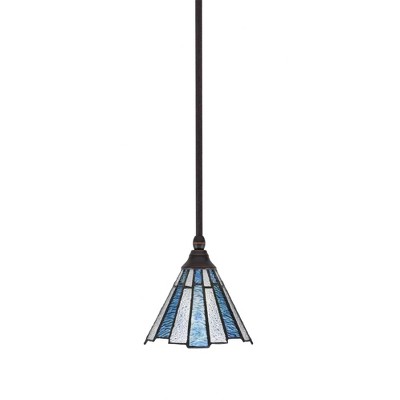 Toltec Lighting Any 1 - Light Pendant in  Dark Granite with 7" Sea Ice Art Glass Shade