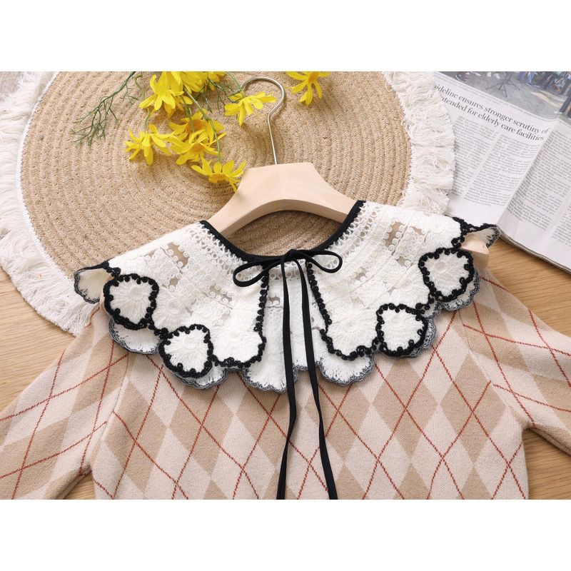 Elerevyo Women Lace Embroidery Knit Detachable Fake Peter Pan Collar Little Shawl for Blouse 1Pc, 5 of 6