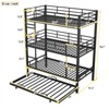 RISOKEYS Heavy Duty Triple Bunk Bed -  Twin Size, 3 Bunk Bed with Trundle, Kids Bunk Bed with 2 Ladders and Guardrails, Antique Black - 3 of 4
