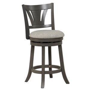 Costway 26.5'' Swivel Bar Stool Counter Height with Curved Backrest & Rubber Wood Legs - 1 of 4