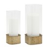HomeRoots Set of Two Clear And Gold Hammered Glass And Metal Tabletop Hurricane Candle Holders - 4 of 4