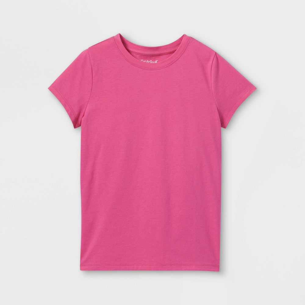 Girls' Short Sleeve T-Shirt - Cat & Jack Bright Pink S