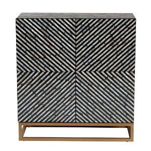 Baxton Studio Belenus Two Tone Mother of Pearl and Metal Storage Cabinet Striped Black/Gray/Gold: Elegant Accent, No Assembly Required - 1 of 4