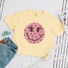Simply Sage Market Women's Smiley Face Strawberries Short Sleeve Relaxed Fit Cropped Graphic Tee - 3 of 3