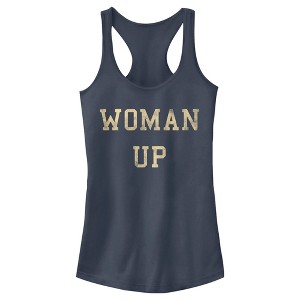 Juniors Womens Lost Gods Distressed Woman Up Racerback Tank Top - 1 of 4