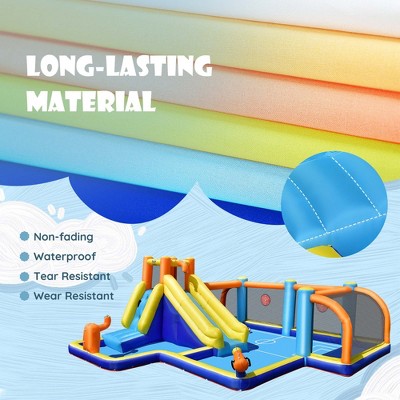 Giant Blue and Yellow Inflatable Soccer Water Slide Bouncer