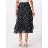 INSPIRE CHIC Women's Chiffon Elastic Waist Ruffle Tiered Flowy Midi Floral Printed Skirts - 4 of 4