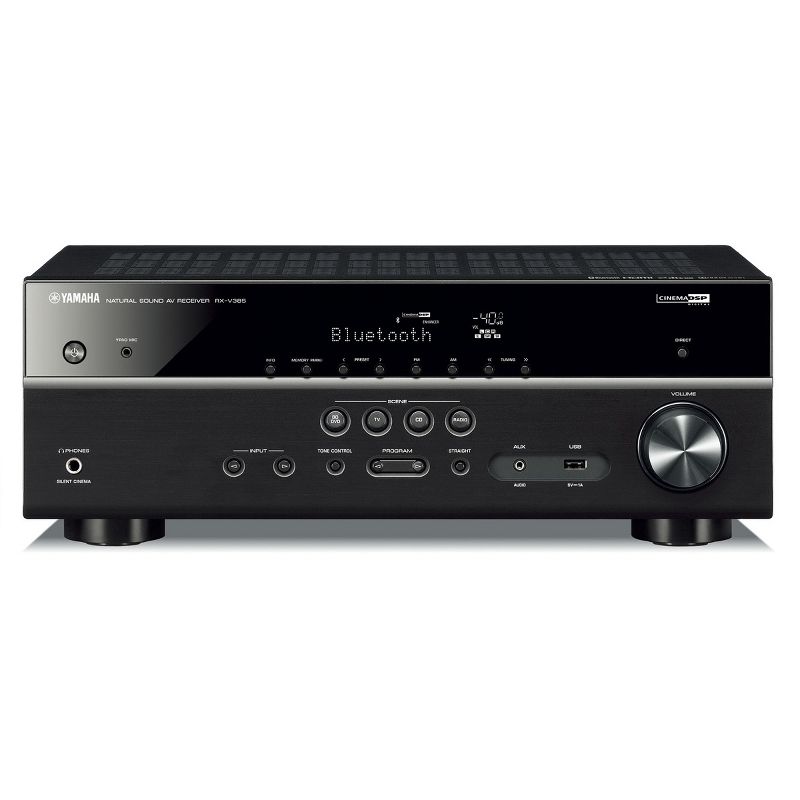 Yamaha RX-V385BL 5.1 Channel AV Receiver with YPAO Automatic Room Calibration, 1 of 7