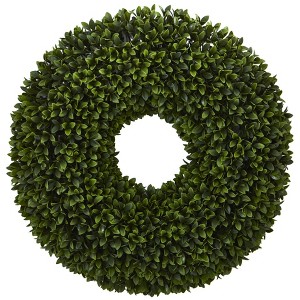 Nearly Natural 24” Boxwood Artificial Wreath - 1 of 1