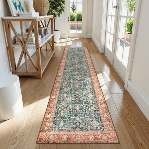 Lahome Oriental Runner Rug Washable Grey 2'1"x8' Kitchen Runner Rug Low-Pile Soft Farmhouse Print Carpet Runners for Hallways Entryway Laundry - 1 of 4