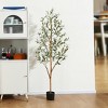 DR.Planzen 4-7ft Artificial Olive Tree Tall Faux Silk Plant Fake Potted Tree with Natural Wood Trunk and Lifelike Fruits for Home Office Decor Indoor - 3 of 4