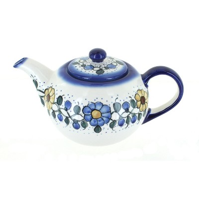 Blue Rose Polish Pottery Geranium Large Teapot