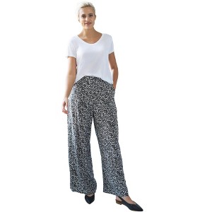 ellos Plus Size Wide-Leg Soft Pants With Back Elastic - 1 of 4