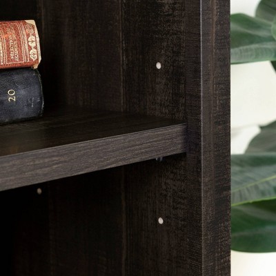 Elegant Rubbed Black Wood Adjustable 4-Shelf Bookcase