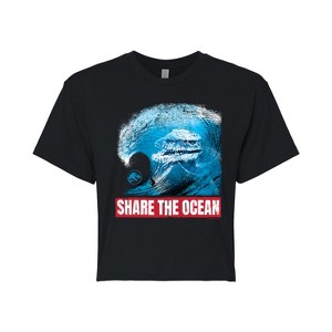 Women's - Jurassic Park - Share The Ocean Cropped Graphic T-Shirt - 1 of 4
