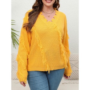 Womens Slouchy Long Sleeve Sweaters Cute Baggy Pullover Sweater - 1 of 4
