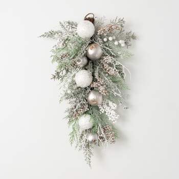 18 Decorated Pine Artificial Christmas Swag with Silver Bells