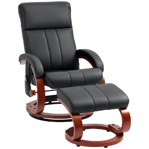Aghana Digitals Black PU Leather Swivel Recliner with Ottoman, 10-Point Vibration Massage, Remote - 1 of 4