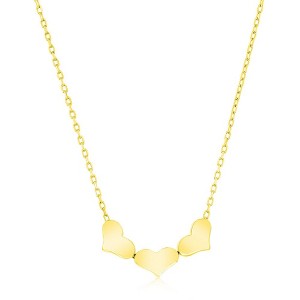 Bella Silver Sterling Silver Small Triple Heart Linked Necklace - Gold Plated - Gold - 16+2 Inch - 1 of 2