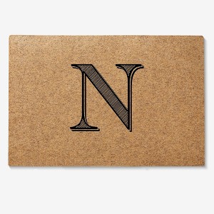 Personalization Mall Noir Initial 18x27 Synthetic Coir Doormat - 1 of 1