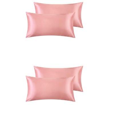 Unique Bargains Satin Breathable Envelope Closure Pillowcase Cover 4 Pcs