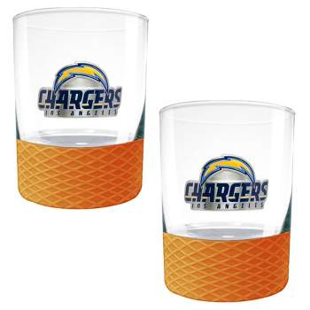 NFL Los Angeles Chargers 14oz Rocks Glass Set with Silicone Grip - 2pc