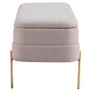 Storage Bench Oatmeal Beige 16.9" H– Textured Polyester Fabric Seat with Gold Electroplated Steel Legs, Modern Indoor Bench By Zuo Modern - 4 of 4