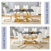 FURNIinspire Dining Sets Table And Chair Set, 63"*31.5" Sintered Stone Dining Table And 4 White Dining Chairs With Golden Metal Legs - 4 of 4