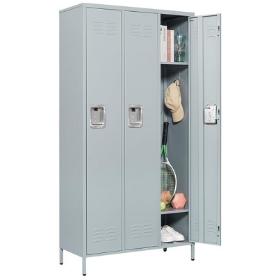Mlezan 72" Metal Locker:3 Doors, BLack&Grey Steel Storage for Office, School,Gym,or Home. Durable and Versatile Employee or Personal Storage Solution.