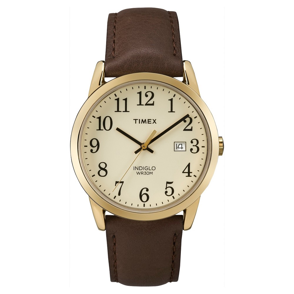 Men's Timex Easy Reader Watch with Leather Strap - Gold/Brown TW2P75800JT -  17287298