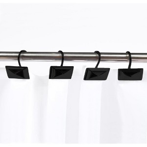 Home Mart Goods 12 Piece Set - Matte Black Heavy Duty Shower Rectangle Curtain Hooks Rings Rustproof Metal - 1 of 2