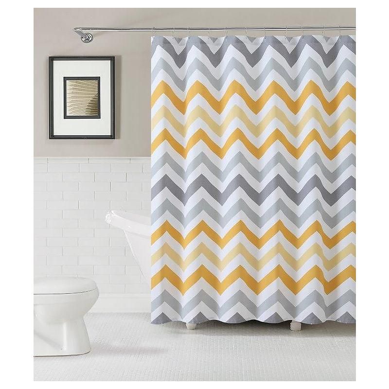 Kate Aurora 100% Cotton Modern Chevron Fabric Shower Curtain - Standard Size, 2 of 3