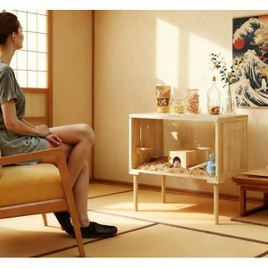 Aortzio 28.3"W 2-in-1 Wooden Hamster Cage&Side Table with Play Area - 1 of 4